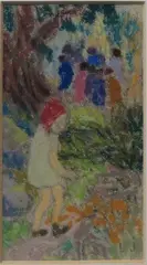 Fillette sur le chemin by Léon Jouhaud, Pastel sur papier monogrammé en bas à droite, sold Mar 2016