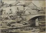 Eymoutiers by Léon Jouhaud, Encre et crayons sur papier monogrammé, sold Mar 2016
