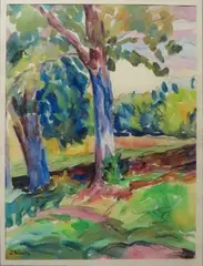 Arbres by Jeanne Klein, Aquarelle sur papier signé en bas à gauche, sold Mar 2016