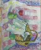 Nature morte au panier de fruits by Jeanne Klein, Aquarelle sur papier signé en bas à droite, sold Mar 2016