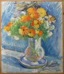Bouquet by Jeanne Klein, Aquarelle sur papier signé en bas à droite, sold Mar 2016