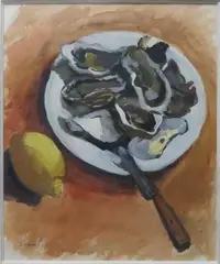 Nature morte aux huitres by Jeanne Klein, Aquarelle sur papier signé en bas à gauche, sold Mar 2016
