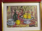 Nature morte aux pommes et à la tasse by Jeanne Klein, Aquarelle sur papier signé en bas à gauche, sold Mar 2016