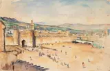 Les fortifications de Fez by Pierre Alexandre François Farrey, 1933, Aquarelle sur papier, sold Feb 2024