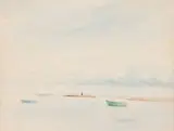 Bord de mer by Paul Belmondo, Mine de plomb, aquarelle et gouache sur papier, sold Feb 2024