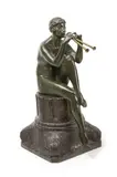 Joueuse d'aulos by Maurice Guiraud-Rivière, Épreuve en bronze à deux patines brun-vert nuancée et doré, sold Feb 2024