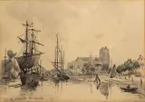 Le port de Dordrecht by Johan Jongkind, 1863, Mine de plomb et aquarelle et sur papier, sold Jan 2024
