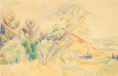 Paysage de la vallée du Rhône, circa 1930-35 by André Lhote, Mine de plomb et aquarelle sur papier, sold Dec 2023