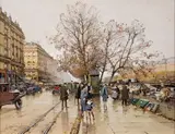 Quai de Seine et bouquinistes by Eugène Galien-Laloue, Gouache sur papier contrecollé sur carton, sold Dec 2023