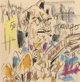 Portrait de Django Reinhardt by Gen Paul, 1950, Fusain et crayons de couleurs sur papier, sold Nov 2023