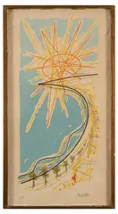 Bord de mer ensoleillé by Raymond Moretti, Lithographie en couleurs sur papier, sold Nov 2023