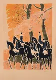 La chasse by André Brasilier, Lithographie en couleur sur papier, sold Nov 2023