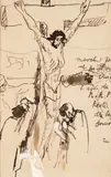 La passion du Christ, circa 1928 by Max Jacob, Encre brune et gouache sur papier marouflé sur carton, sold Nov 2023