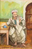 Au café dans la Casbah d'Alger by Simon Mondzain, Aquarelle et gouache sur papier, sold Nov 2023