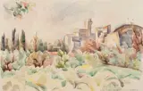 Villeneuve-lès-Avignon by André Lhote, 1929, Aquarelle sur papier contrecollé sur papier, sold Nov 2023