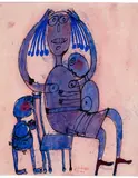 Femme et enfants by Jean Dubuffet, 1944, Encre, aquarelle et gouache sur papier, sold Nov 2023