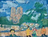 Notre-Dame et les quais by Fikret Mualla Saygı, Gouache montée sur toile, sold Oct 2021