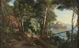 Promeneurs dans un sentier sur la côte d'Azur by Vincent Courdouan, Pastel, sold Jun 2021