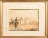 Défilé pour la création de la Belgique ? by Émile Aubry, Aquarelle signée en bas à droite, sold Apr 2024