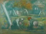[FRANCE] Les ramasseuses de pommes by Charles Angrand, Pastel sur papier, sold Apr 2024