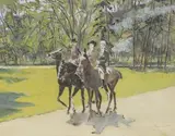 [FRANCE] Promenade à cheval dans le parc by Max Jacob, Gouache sur papier, sold Apr 2024