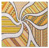 Sans titre by Norbert Seroussi, 2007, Panneau en mosaïque sur bois à décor de volutes blanches sur fond rouge et rose signé et d, sold Apr 2024