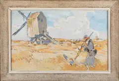 Paysage de la Beauce by Mathurin Méheut, Gouache sur papier, sold Feb 2024