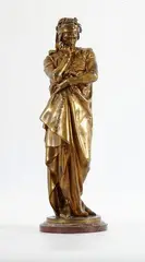 Dante Alighieri by Albert-Ernest De Carrier-Belleuse, Bronze à patine dorée sur base en marbre, sold Sep 2023