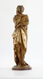 Dante Alighieri by Albert-Ernest De Carrier-Belleuse, Bronze à patine dorée sur base en marbre, sold Sep 2023