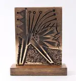 Sans titre by Jacques Huet, Bronze à patine brune sur base en bois, sold Aug 2023