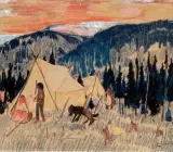 Campement au coucher du soleil by René Jean Richard, Pastel, sold Aug 2023
