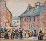 Paimpol by Jean Paul Lemieux, Pastel, sold Aug 2023
