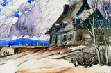 Old Quebec house, Laurentians by Marc-Aurèle Fortin, Aquarelle, sold Aug 2023