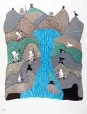 The river at Netsulik by Ashoona Pitseolak, Lithographie, sold Aug 2023