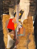 Winterfall by Frank Leonard Brooks, Acrylique et collage sur toile, sold Jun 2023