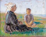 Bretagne by Jean Paul Lemieux, Pastel, sold Jun 2023