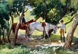 Under the trees by Henry John Simpkins, Aquarelle, sold Jun 2023