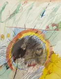 Accablé se tenant la tête à deux mains, 64 by Bernard Rancillac, Aquarelle et crayons de couleurs sur papier signé et daté en bas à droite, sold Jun 2022