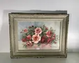 Nature morte au bouquet de roses by Madeleine Renaud, Aquarelle sur papier, sold May 2022