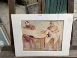 Deux hommes à l'apéritif by René Aubert, Aquarelle sur papier, sold May 2022