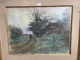 Paysans sur un chemin by Eugène Delâtre, Pastel sur papier, sold May 2022
