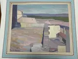 Paysage vue d'un toit d'un village by Edmond Sigrist, Gouache sur papier signée en bas à gauche, sold May 2022