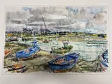 Barques de pêcheurs à marée basse by Paul Girol, Aquarelle signée en bas à droite, sold May 2022