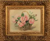 Panier de roses by Madeleine Lemaire, Aquarelle signée en bas à droite, sold Apr 2022