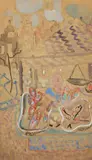 Place du marché by Pierre Le Sueur, 1967, Aquarelle et gouache, sold Apr 2022
