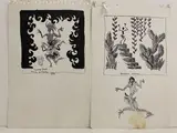 Joséphine Baker. 13 dessins, techniques mixtes et gouaches représentant Joséphine Baker, en danseuse stylisée et costumes, dont 5 gouaches rappelant la couvertu by Michael Roberts, Collage sur papier fort, sold Feb 2022