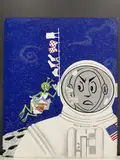 Composition aux fusées, boutons et aiguilles à coudre by Michael Roberts, Collage sur papier fort, sold Feb 2022