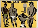 Milan's menswear : Gucci, Prada, Versace, Armani top models. Deux collages sur papier fort. 50 x 64 cm. Petits manques, taches, traces de colle. On joint : "Hi, by Michael Roberts, Collage sur papier fort, sold Feb 2022
