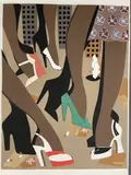 Composition aux escarpins. Maquette probablement pour une couverture de The New Yorker by Michael Roberts, Collage sur papier fort contrecollé sur carton, sold Feb 2022