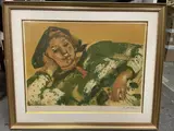 Arlequin allongé by Lucien Fontanarosa, Lithographie encadrée en couleur, sold Dec 2021